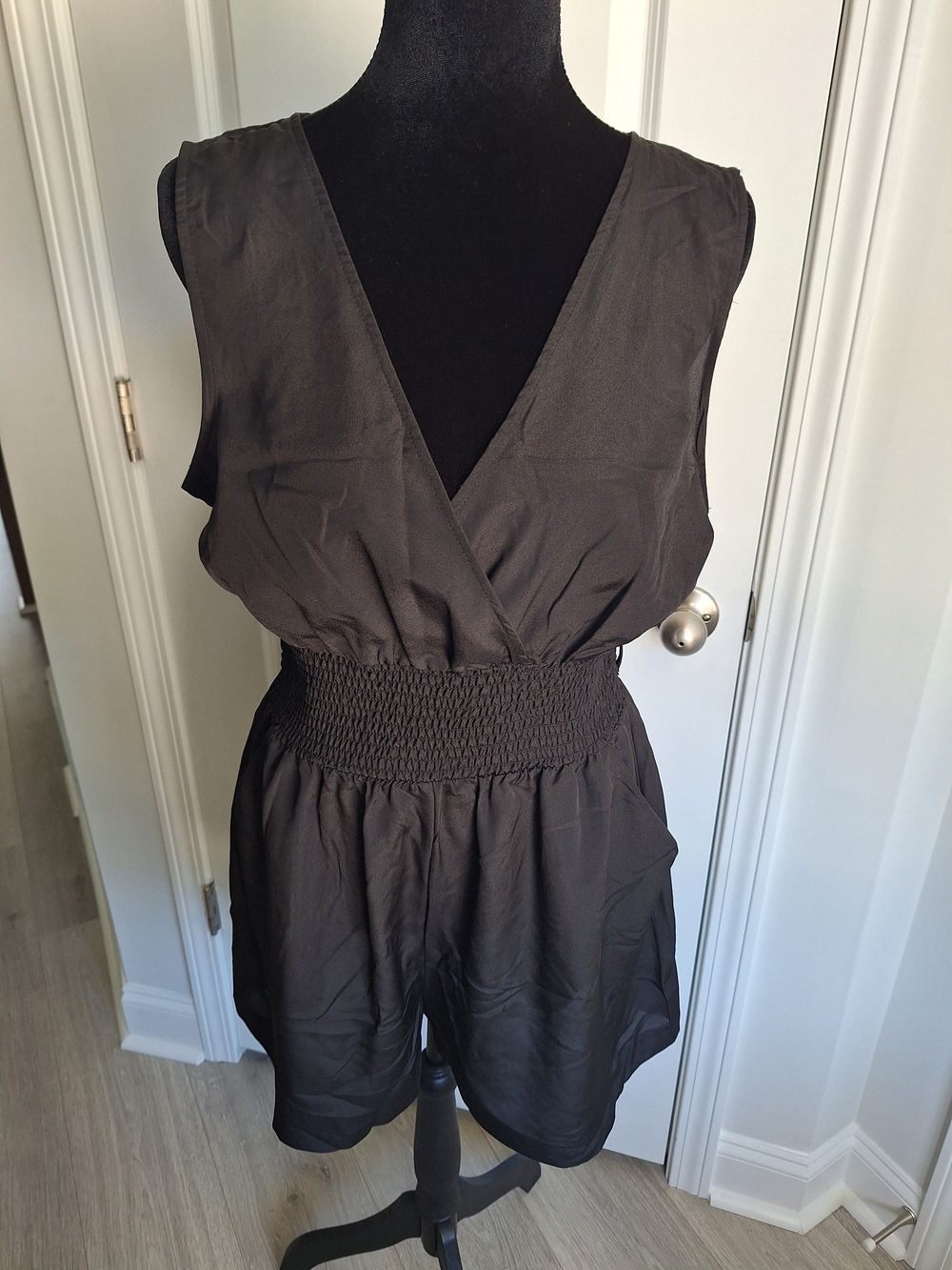 Derek Heart Black Sleeveless Smocked-Waist Romper